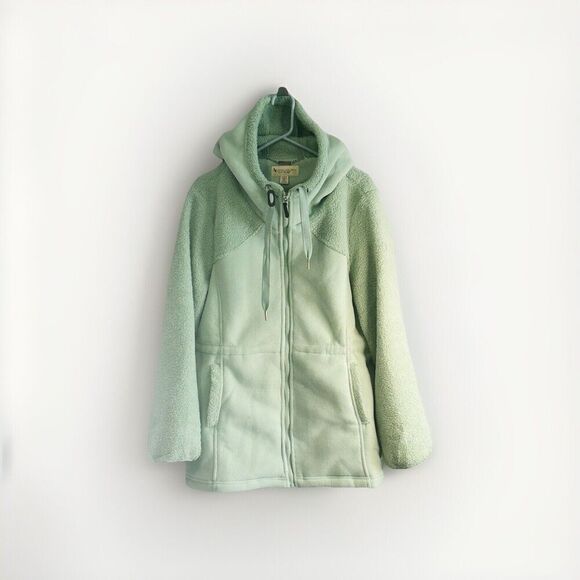 Koolaburra by UGG Bonded Fleece Jacket Cinch Waist Seafoam Green Large Hoodie - Picture 1 of 16